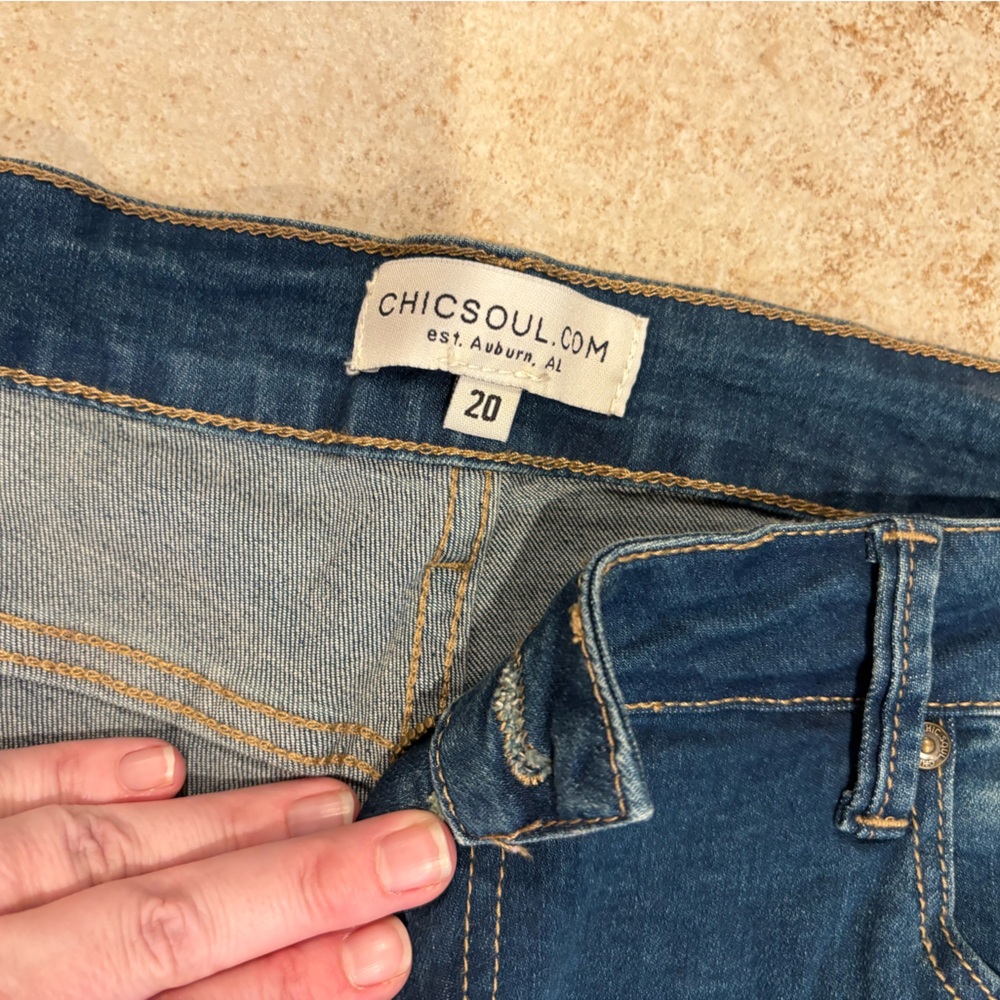 Chic Soul Casting Shadows Skinny Jean Medium Wash Size 20 - Picture 3 of 7